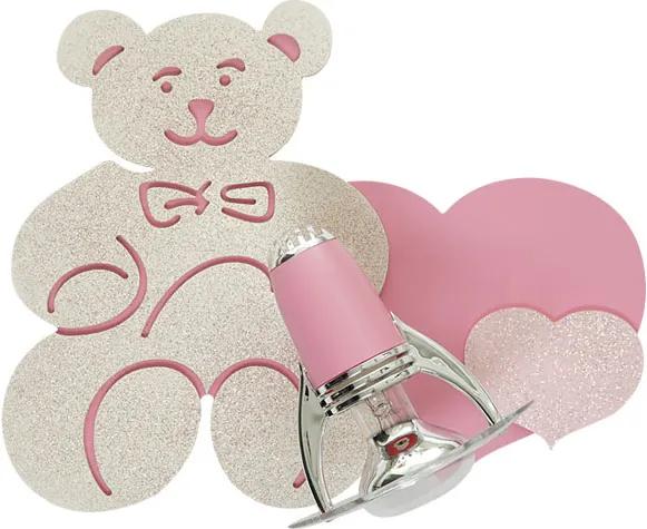 Candeeiro com Urso e Coração Cor de Rosa HONEY II