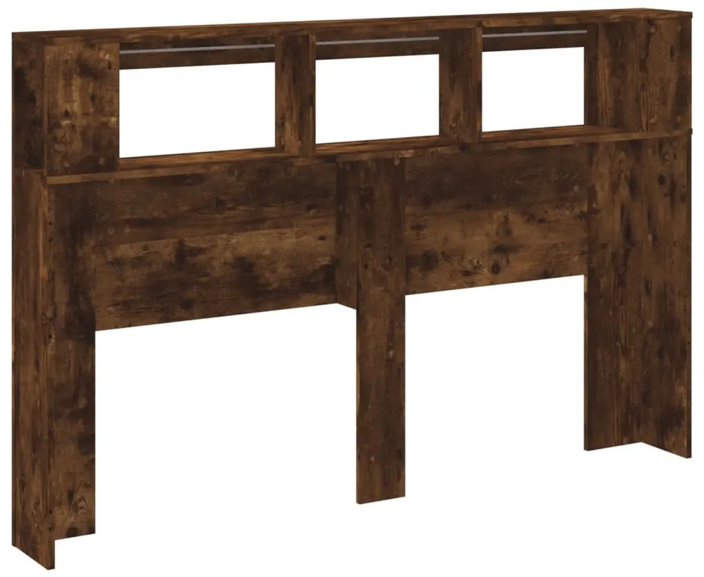 Cabeceira c/ LEDs 160x18,5x103,5 cm carvalho fumado