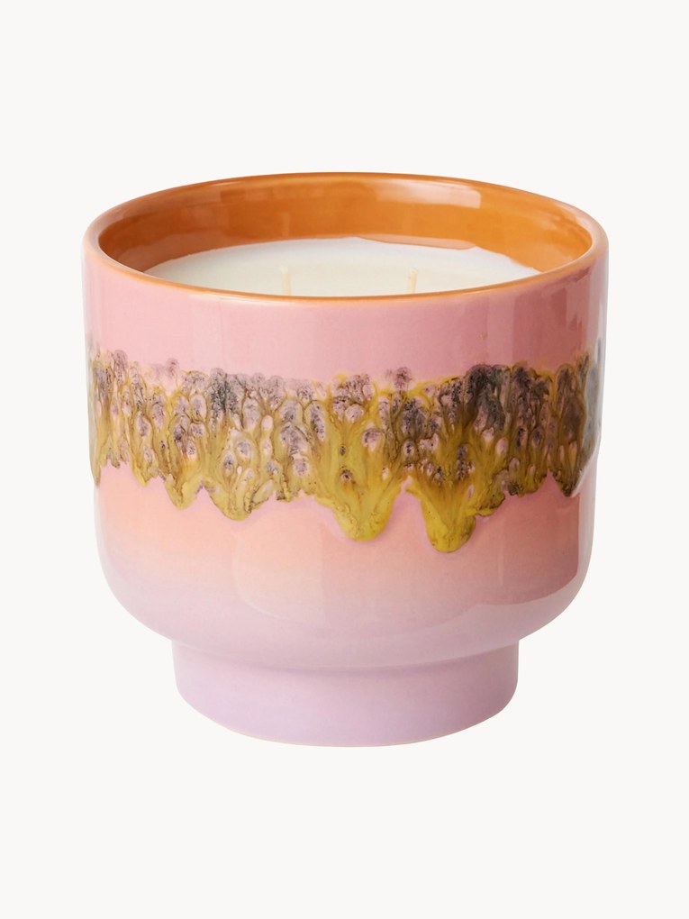 Vela perfumada artesanal com dois pavios 70's (rosa e baunilha)