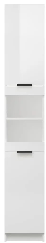 Armário casa de banho 32x34x188,5 cm madeira branco brilhante