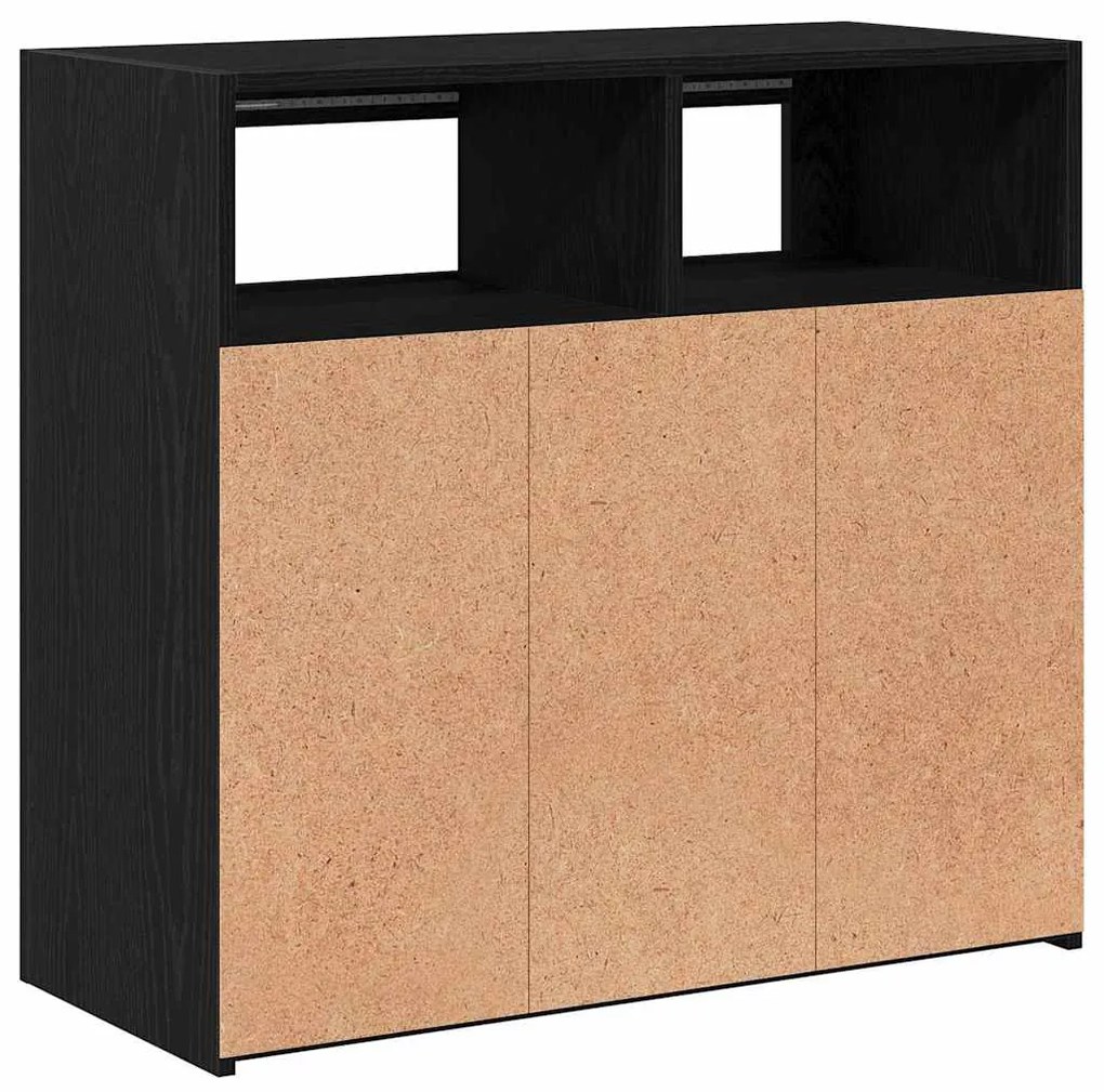 Buffet vidaXL com Luzes LED em Carvalho Preto 80x35x75 cm em Madeira R