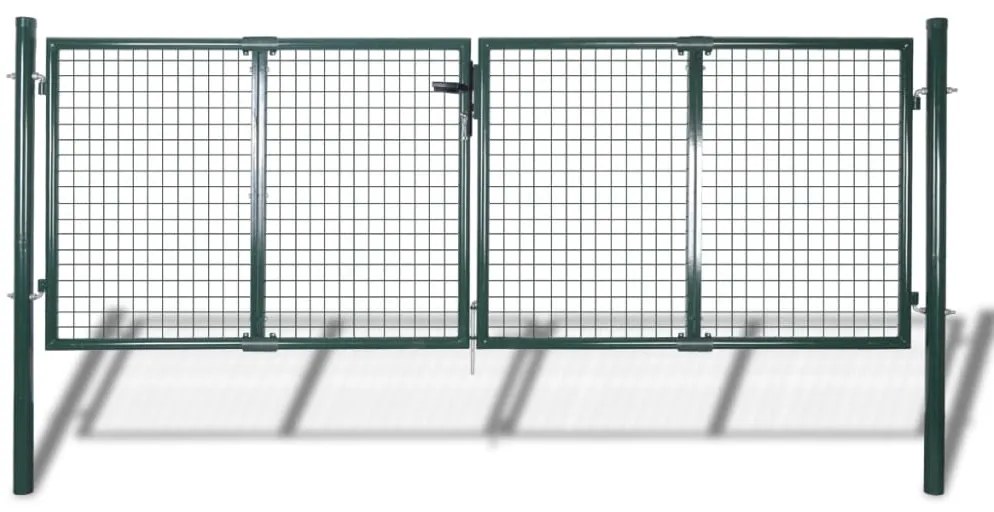 vidaXL Portão de cerca 306x150 cm aço verde