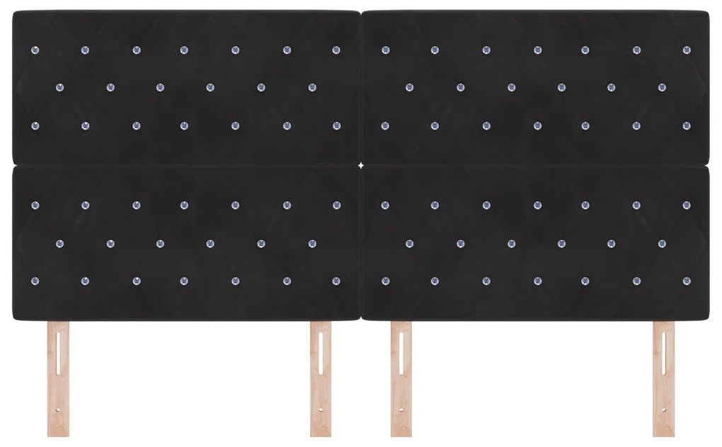 Cabeceira Botão de Cristal Tufted Preta 180 cm Veludo