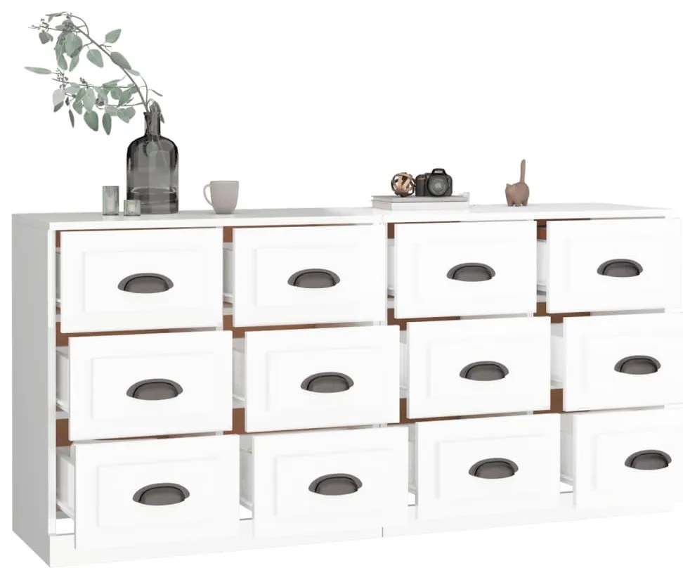 Aparadores 2 pcs derivados de madeira branco brilhante