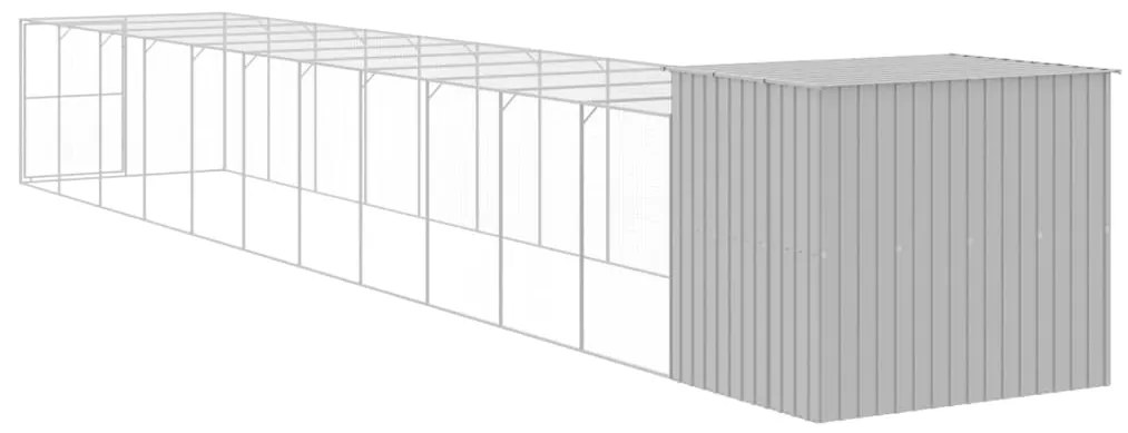 Casota cães c/ parque 214x1273x181 cm aço galvaniz. cinza-claro