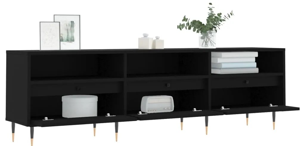 Móvel de TV 150x30x44,5 cm derivados de madeira preto