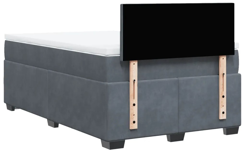 Cama boxspring com colchão 120x200 cm veludo cinzento-escuro