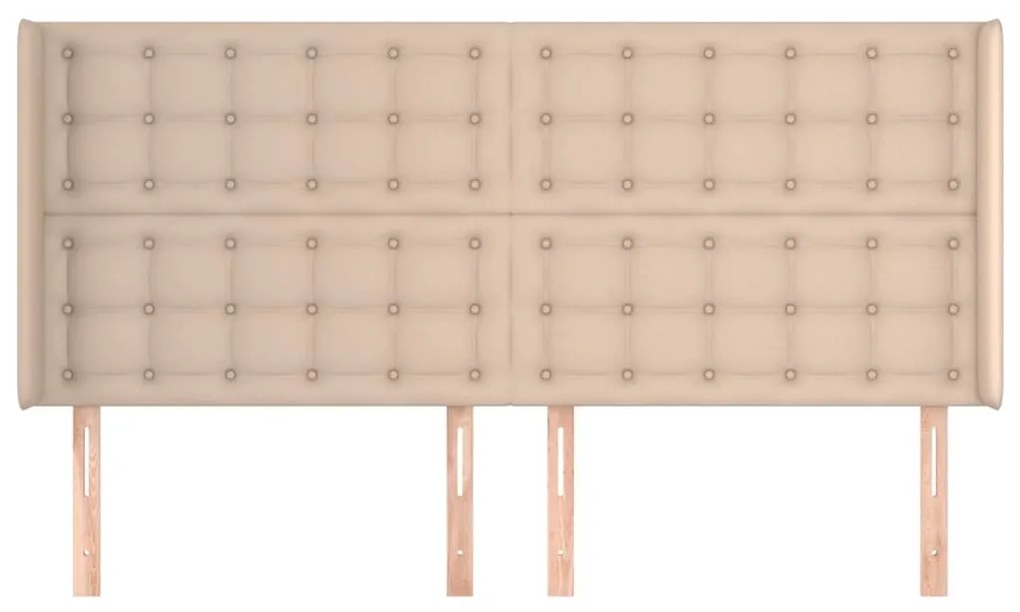 Cabeceira cama c/ abas couro artif. 203x16x118/128cm cappuccino