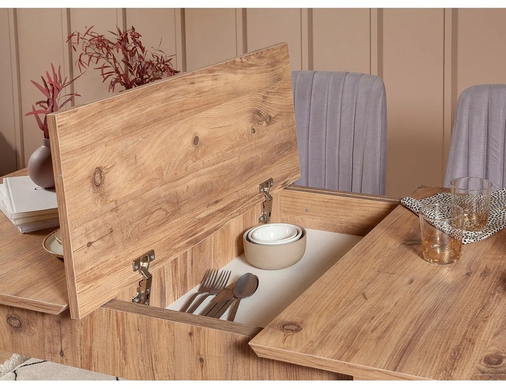 Conjunto de Mesa de Jantar Extensível e Cadeiras Vina – Pinho Atlântic