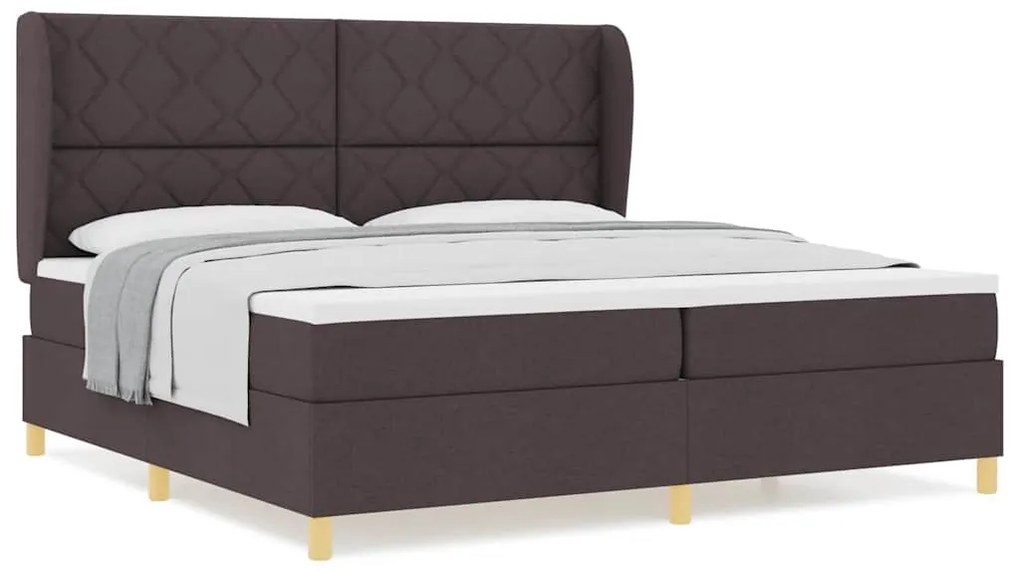 Cama Box Spring com Colchão vidaXL Castanho Escuro 200x200 cm Tecido