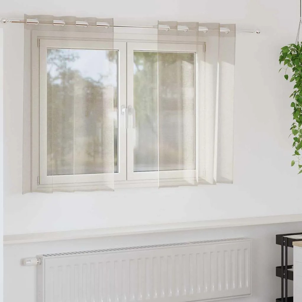 vidaXL Cortina de Voile 2 pcs Areia 140 x 140 cm Poliéster