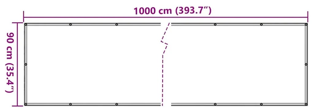 Tela de privacidade para varanda 1000x90 cm PVC branco