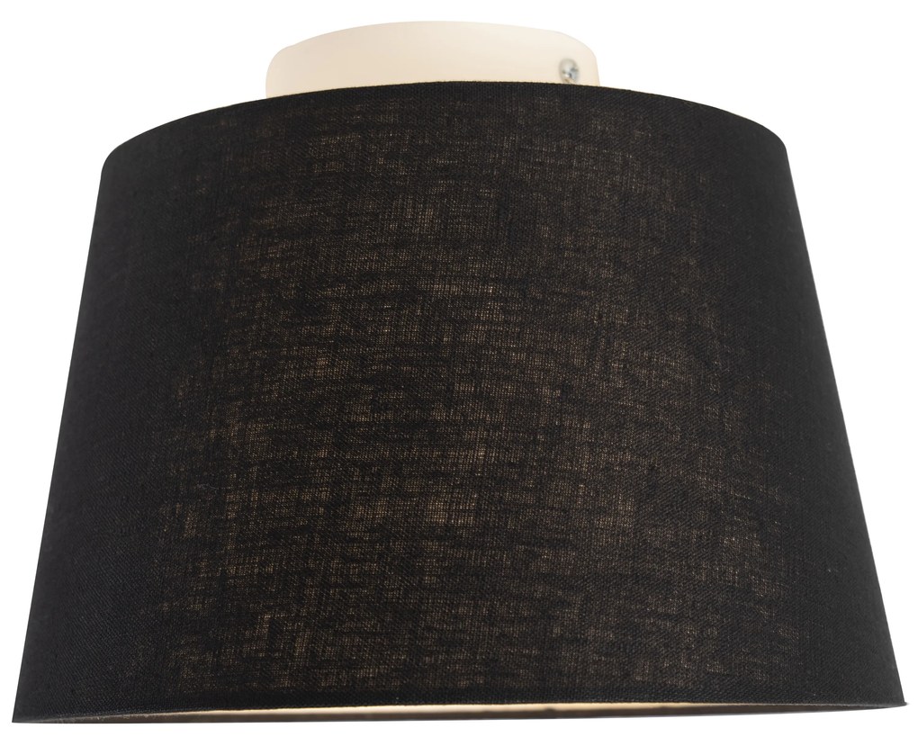 Candeeiro de teto com abajur de linho preto 25 cm - Combi branco