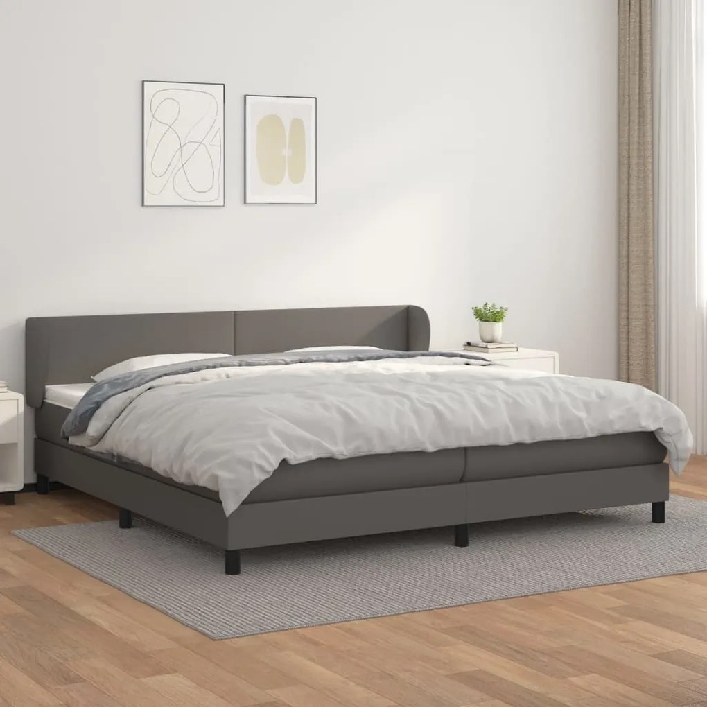 3127215 vidaXL Cama com molas/colchão 200x200 cm couro artificial cinzento