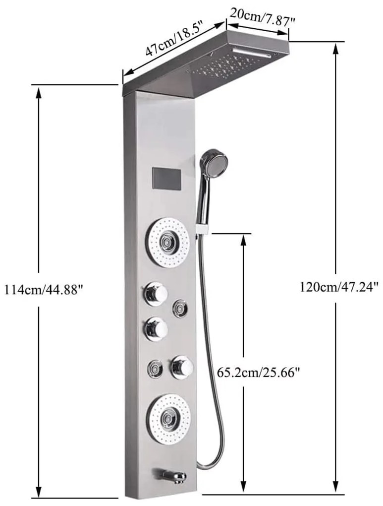 Coluna de Chuveiro de Hidromassagem Verona – Com Display Digital, Torn