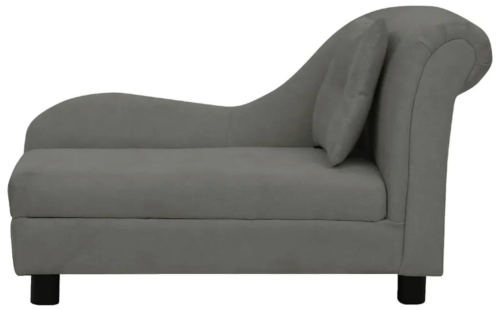 Sofá para cães com almofada 83x44x44 cm pelúcia cinzento-escuro