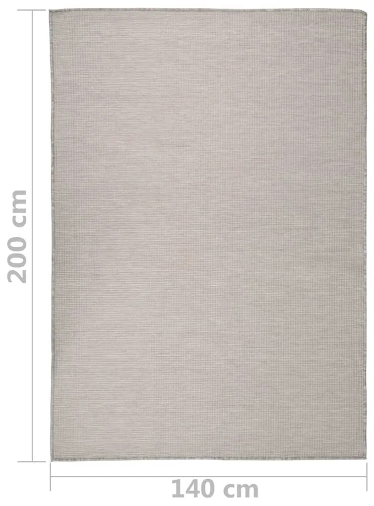 Tapete de tecido plano p/ exterior 140x200 cm cinza-acastanhado