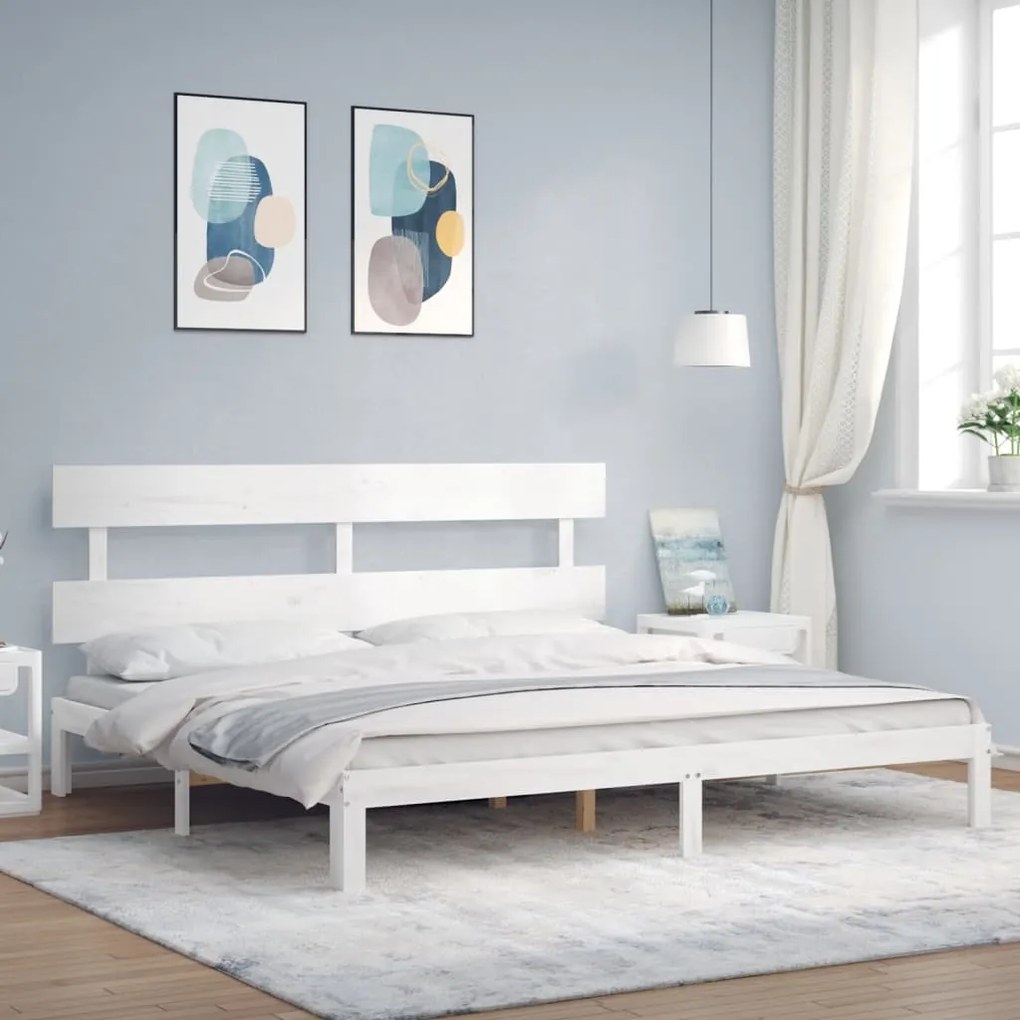 vidaXL Cama sem colchão 200x200 cm madeira de pinho maciça branco