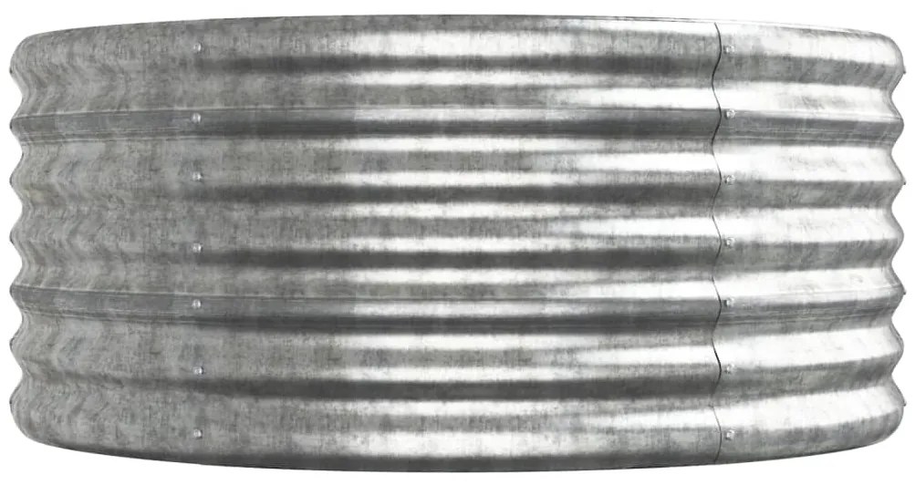 Canteiro elevado jardim 512x80x36cm aço revestido a pó prateado