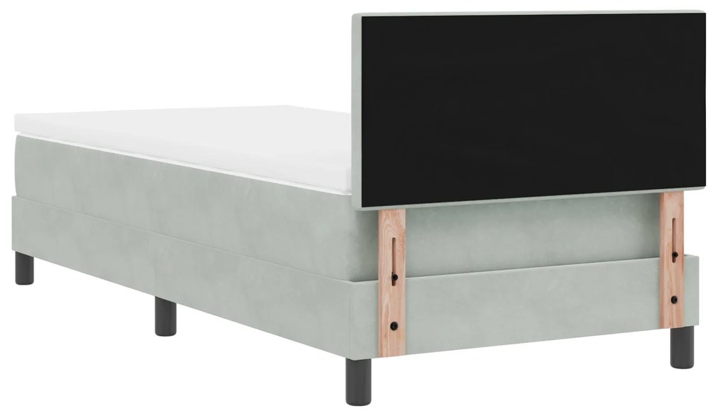 Cama Box Spring vidaXL com Colchão Cinza Claro 90x200 cm Veludo