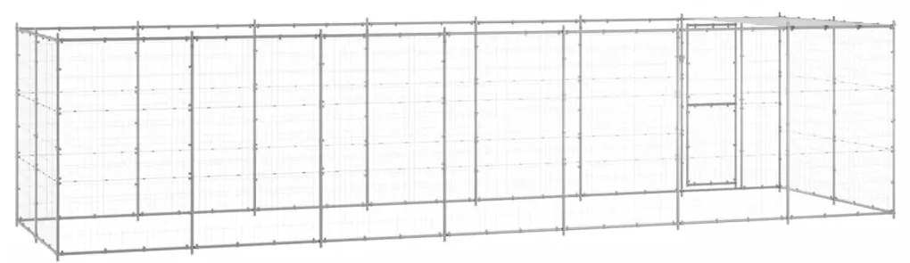 Canil de exterior com telhado 16,94 m² aço galvanizado