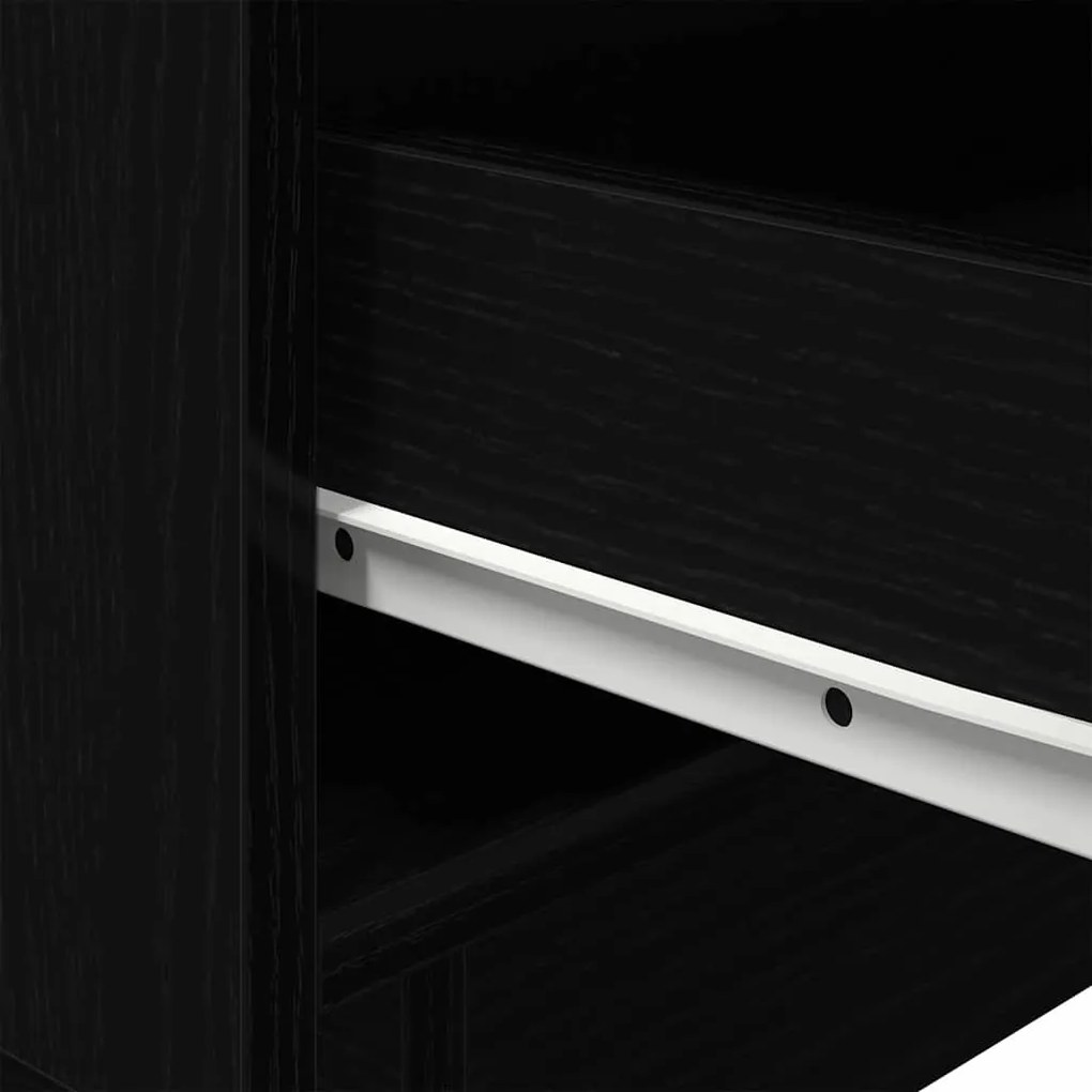 Cômodas de Cabeceira com Luzes LED 2 pcs Carvalho Preto 45x40x55 cm