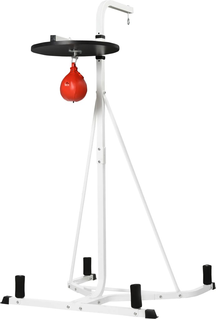 Suporte para saco de boxe (NÃO INCLUÍDO) com base autônoma 2 em 1 e saco de velocidade 156 x 115 x 224 cm branco