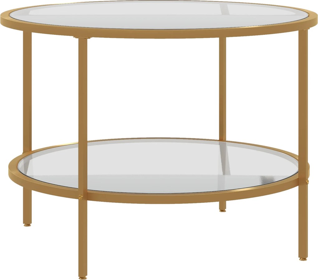 HOMCOM Mesa lateral, design moderno, 2 níveis, Ø60x43H cm, tom dourado | Aosom Portugal