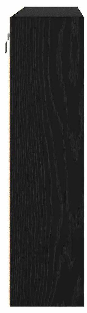 Armário Vitrine Preto Carvalho 100x15x58 cm Madeira Engenharia