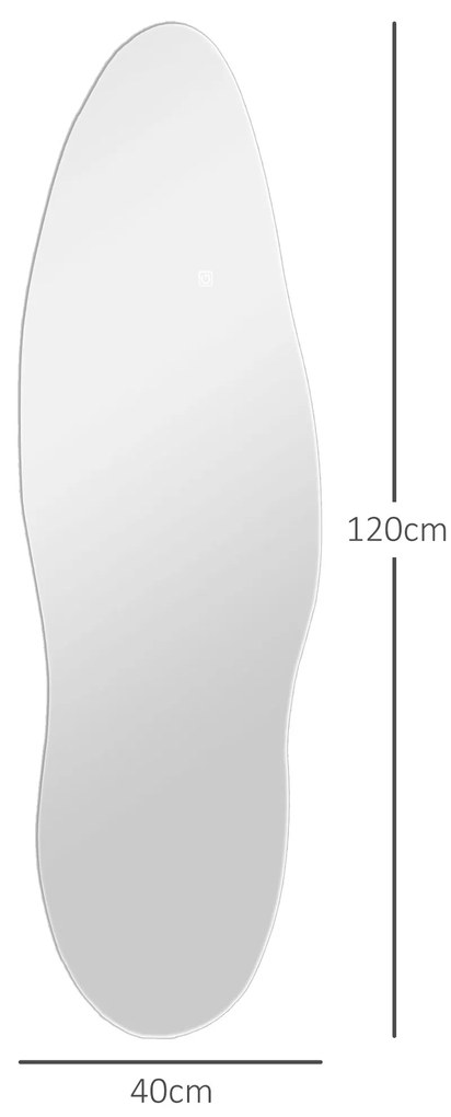 Espelho de Pé com Luzes LED 40x120 cm Espelho de Parede com Iluminação em 3 Cores Função de Memória e Controlo Tátil Transparente