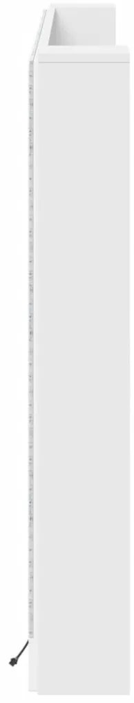 Armário de cabeceira com luzes LED 180x16,5x103,5 cm branco
