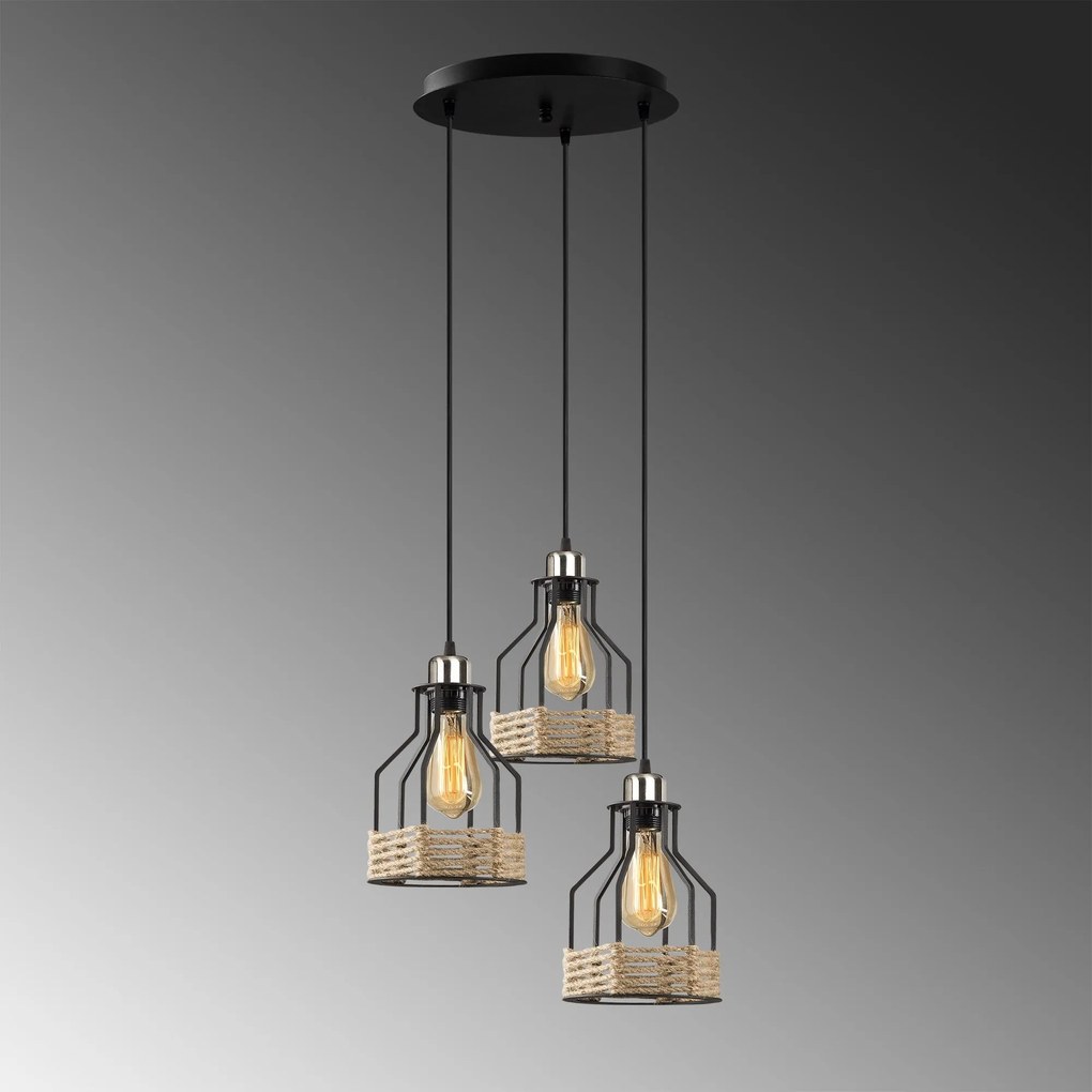 Candeeiro Suspenso Fiko – Preto – 37 cm de Diâmetro, 115 cm de Altura
