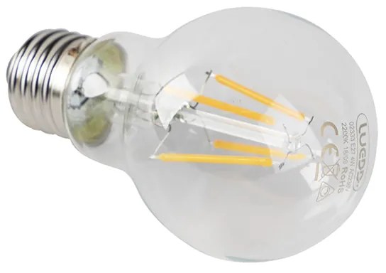 Conjunto de 5 lâmpadas LED reguláveis E27 vidro transparente 4W 320lm 2200K