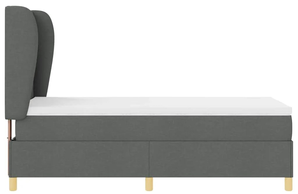 Cama Box Spring com Colchão VidaXL Cinza Escuro 100x200 cm Tecido