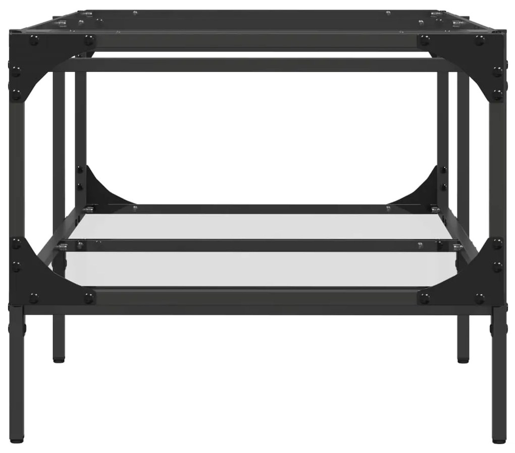 Mesa de centro c/ topo em vidro transparente 98,5x50x45 cm aço
