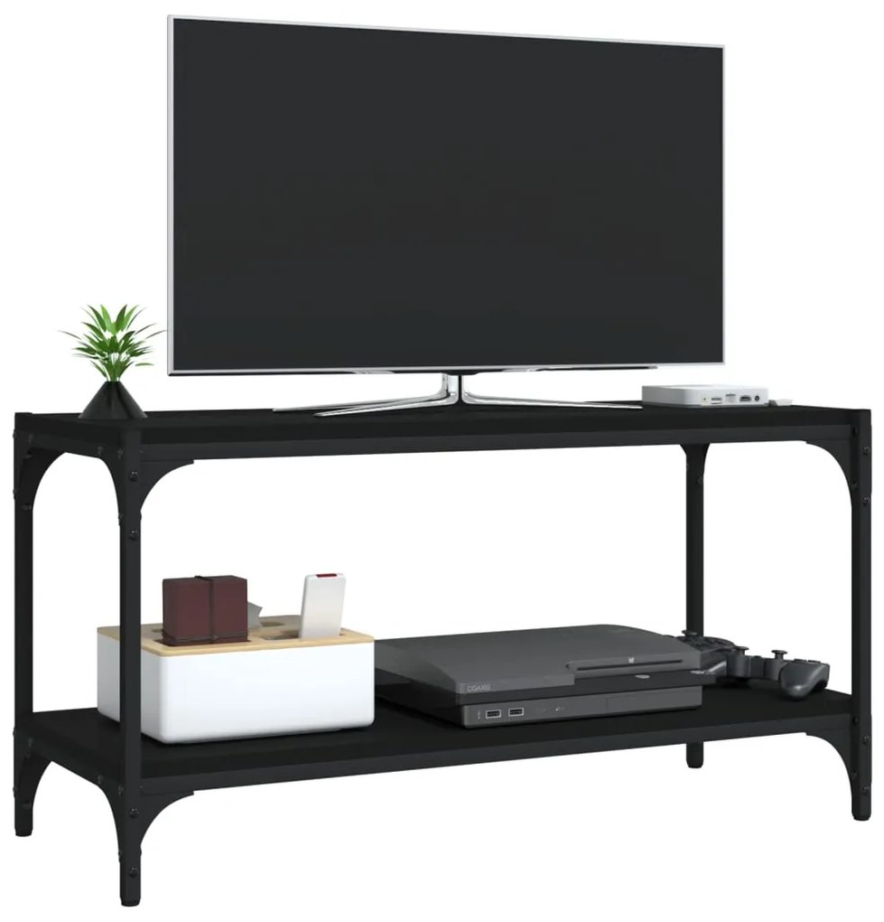 Móvel de TV 80x33x41 cm derivados de madeira e aço preto