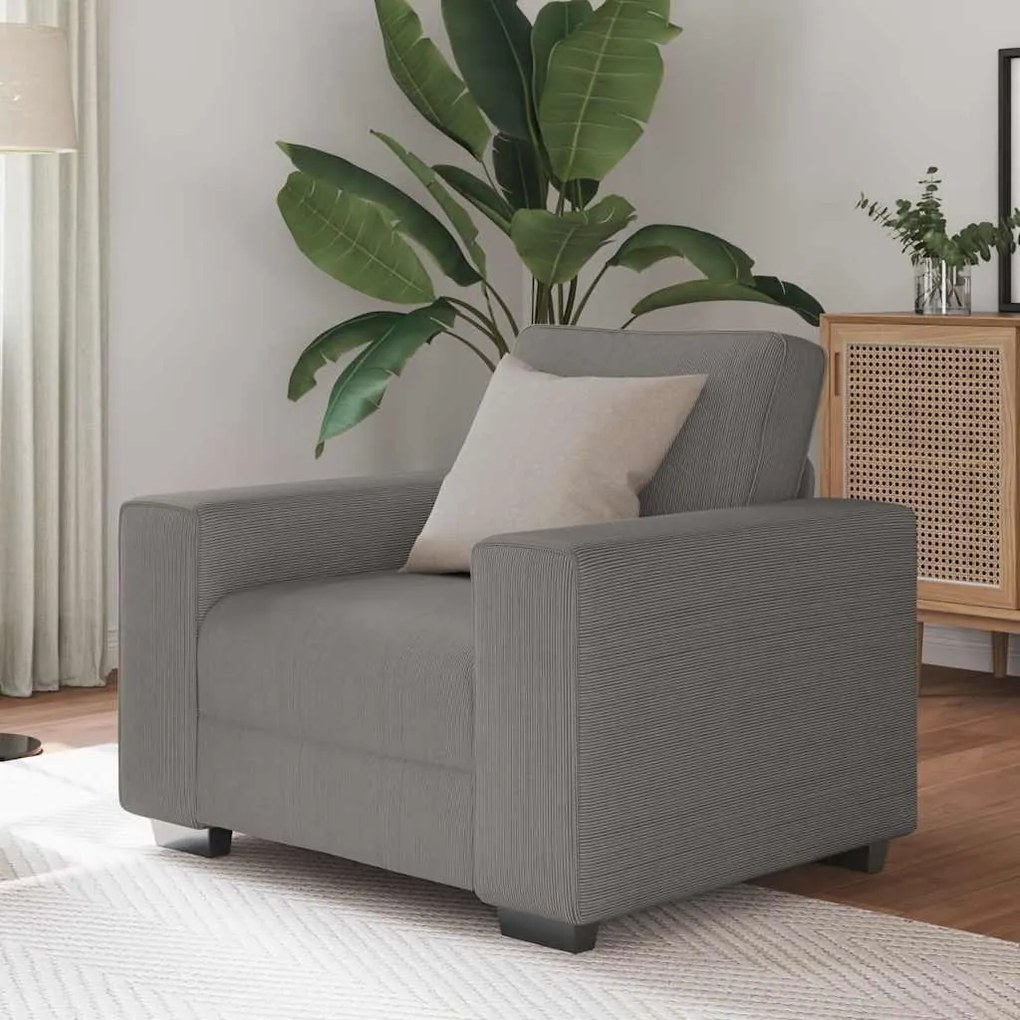 vidaXL Poltrona 60 cm tecido corduroy cinzento-claro