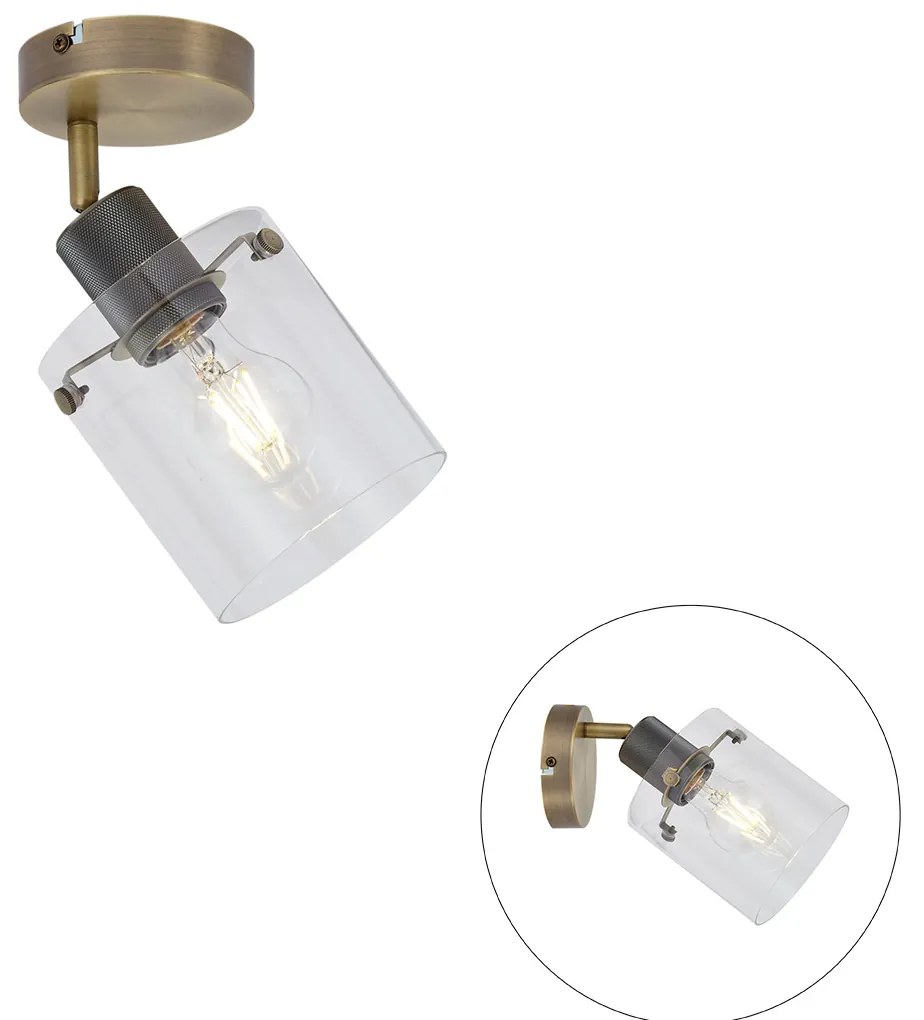 Foco de parede de design bronze com vidro transparente - Domo