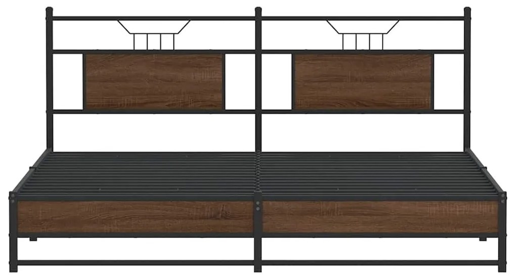 Estrutura cama sem colchão 180x200 cm metal carvalho castanho