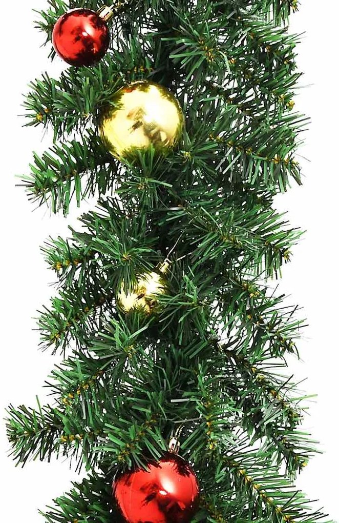 Grinalda de Natal decorada com enfeites e luzes LED 10 m