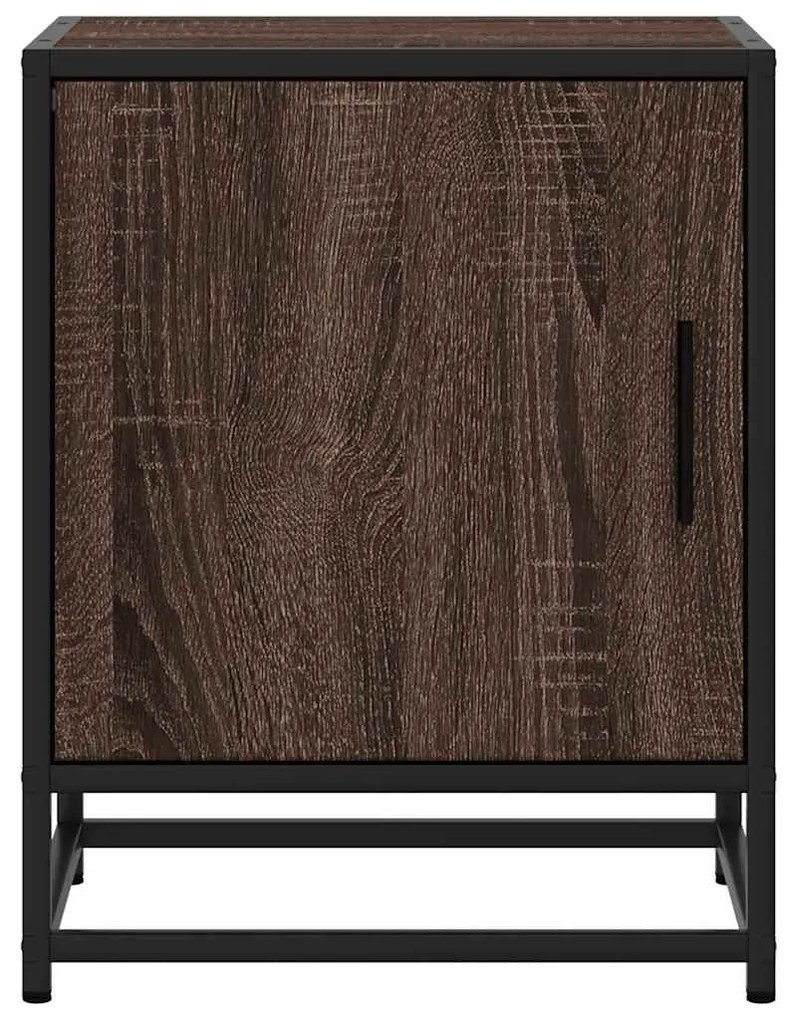 Mesa de cabeceira carvalho castanho 40x31x50 cm madeira e metal