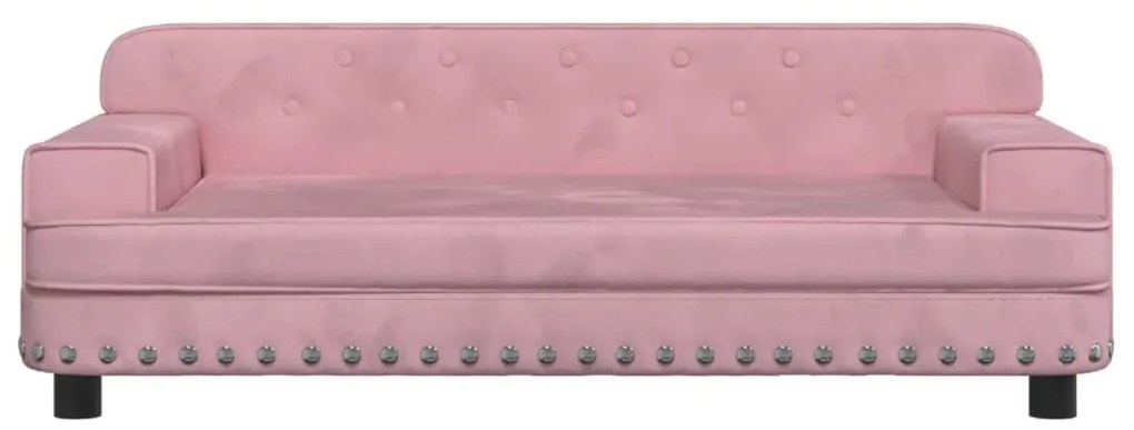 Sofá infantil 90x53x30 cm veludo rosa