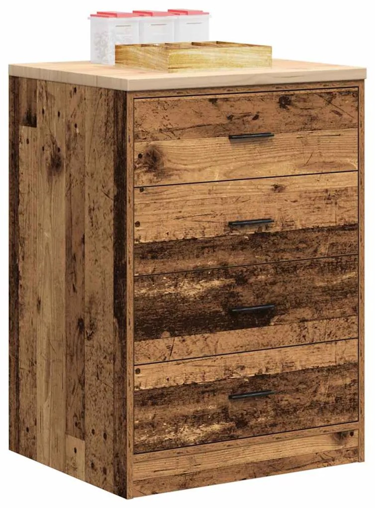 vidaXL Armário de arrumação de garagem madeira velha 60x51x85 cm