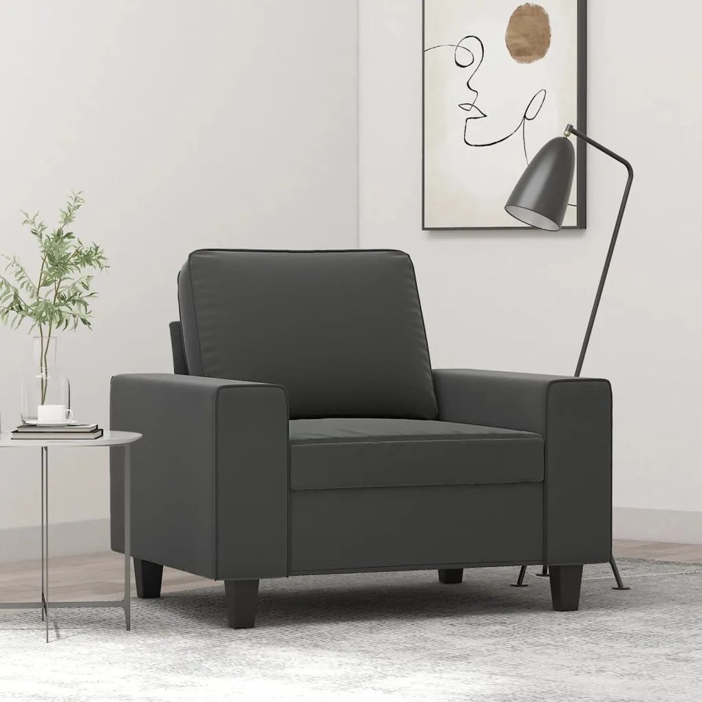 vidaXL Poltrona 60 cm tecido de microfibra cinzento-escuro