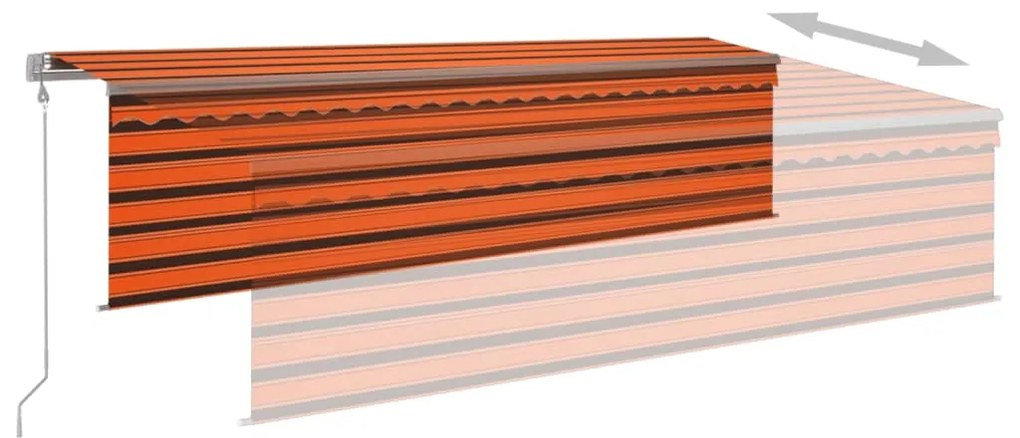 Toldo automático c/ estore/LED/sensor vento laranja e castanho