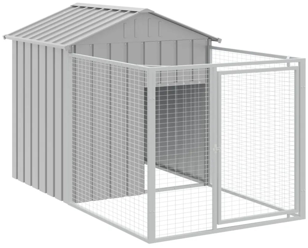 Casota para cães com telhado aço galvanizado cinzento-claro