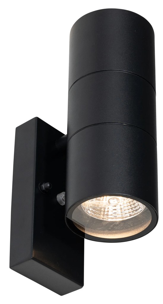 Candeeiro de parede exterior preto AR70 de 2 luzes com sensor claro-escuro - Duo