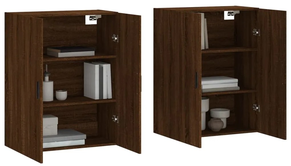 Armários de parede 2 pcs 69,5x34x90 cm carvalho castanho