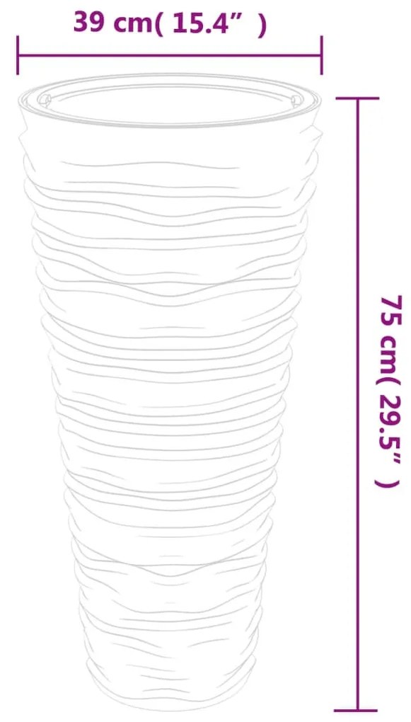 Vaso c/ interior removível 18/45 L + aspeto ranhurado antracite