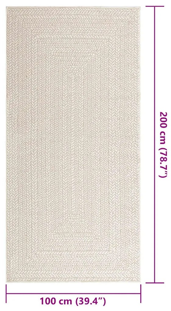 Tapete ZIZUR creme 100x200cm aspeto de juta interior e exterior